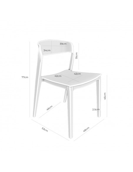 SILLA exterior ADELYN apilable, POLIPROPILENO MENTA.