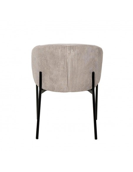 Silla de comedor FAINA tejido beige, patas metal negro.
