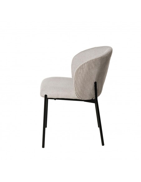 Silla de comedor FAINA tejido beige, patas metal negro.