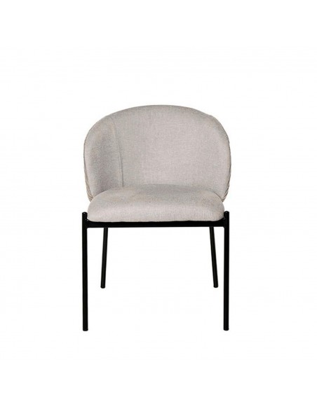 Silla de comedor FAINA tejido beige, patas metal negro.