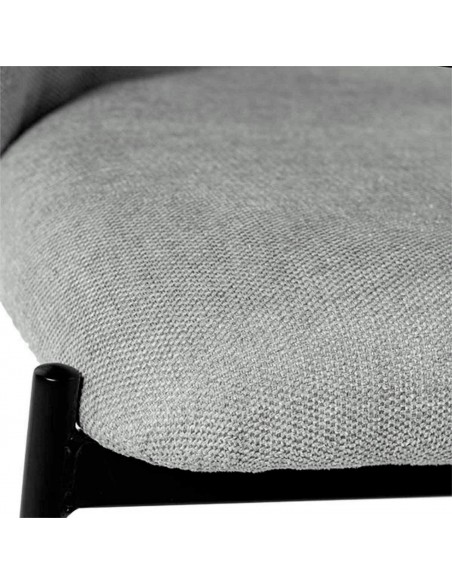 Silla de comedor FAINA tejido gris claro, patas metal negro.
