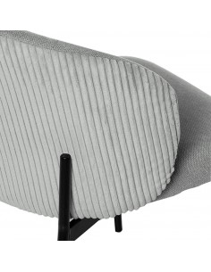 Silla de comedor FAINA tejido gris claro, patas metal negro. 2