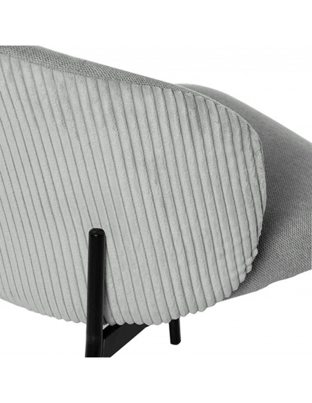 Silla de comedor FAINA tejido gris claro, patas metal negro.