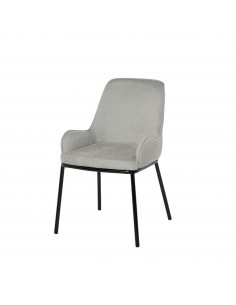 Silla de comedor LARISA tejido gris claro y metal negro.