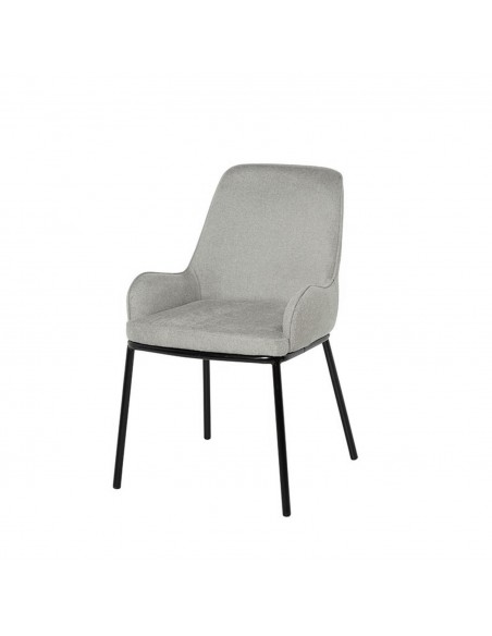 Silla de comedor LARISA tejido gris claro y metal negro.