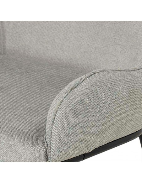 Silla de comedor LARISA tejido gris claro y metal negro.
