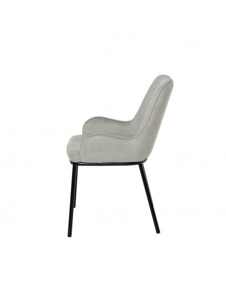 Silla de comedor LARISA tejido gris claro y metal negro.