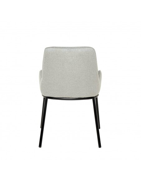 Silla de comedor LARISA tejido gris claro y metal negro.