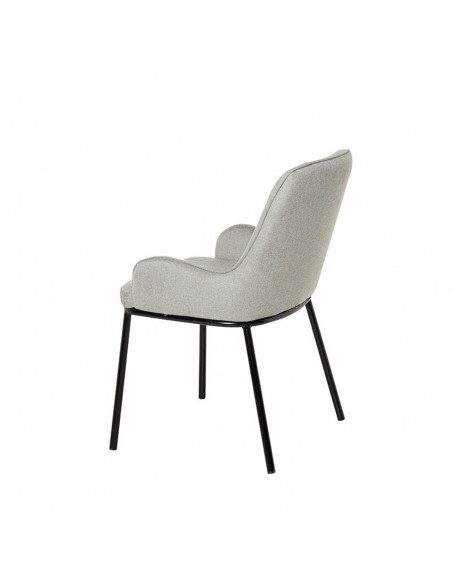 Silla de comedor LARISA tejido gris claro y metal negro.