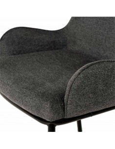 Silla de comedor LARISA tejido gris oscuro y metal negro. 2
