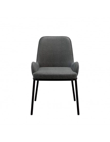 Silla de comedor LARISA tejido gris oscuro y metal negro.