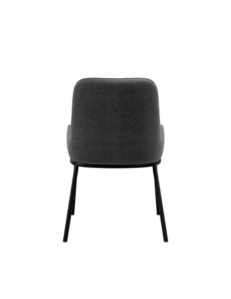 Silla de comedor LARISA tejido gris oscuro y metal negro.