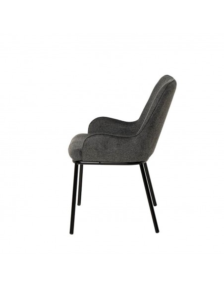 Silla de comedor LARISA tejido gris oscuro y metal negro.