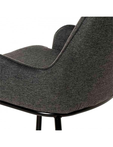Silla de comedor LARISA tejido gris oscuro y metal negro.