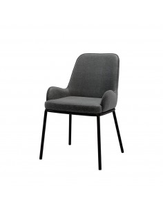 Silla de comedor LARISA tejido gris oscuro y metal negro.