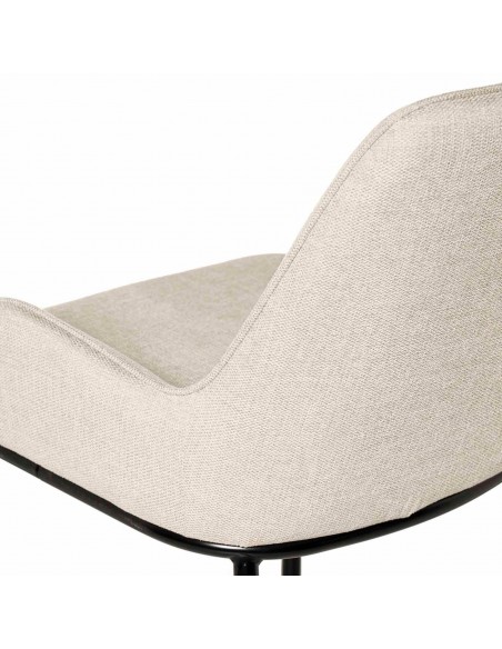 Silla de comedor LARISA tejido beige y metal negro.