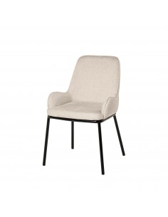 Silla de comedor LARISA tejido beige y metal negro.