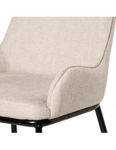 Silla de comedor LARISA tejido beige y metal negro. 2