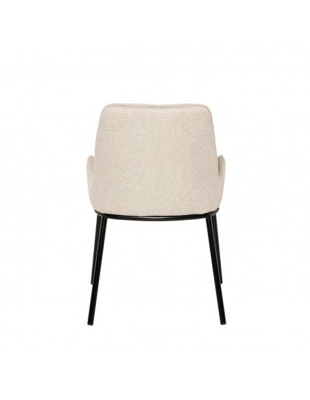 Silla de comedor LARISA tejido beige y metal negro.