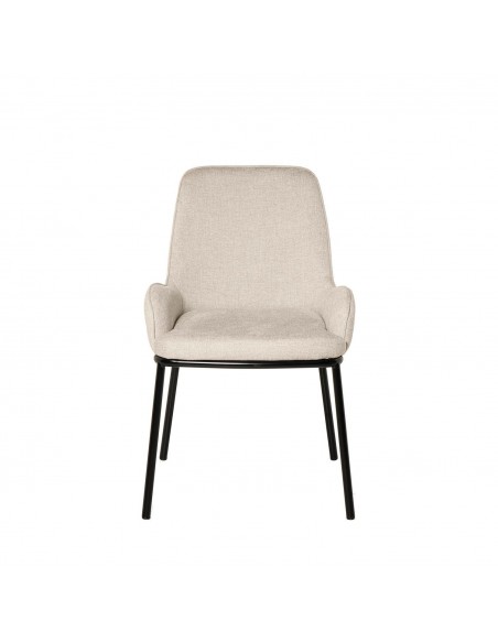 Silla de comedor LARISA tejido beige y metal negro.
