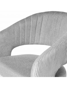 Silla con brazos ELEONOR, tejido gris claro y metal negro. 2