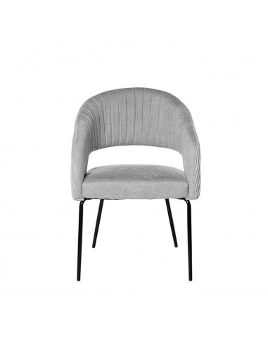 Silla con brazos ELEONOR, tejido gris claro y...