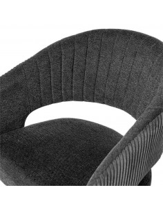 Silla con brazos ELEONOR, tejido gris oscuro y metal negro. 2