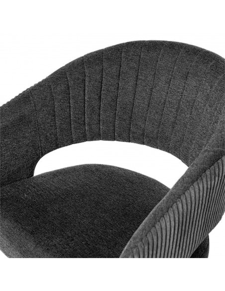 Silla con brazos ELEONOR, tejido gris oscuro y metal negro.