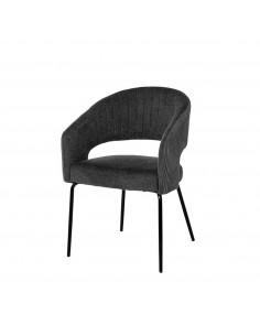 Silla con brazos ELEONOR, tejido gris oscuro y metal negro.