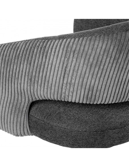 Silla con brazos ELEONOR, tejido gris oscuro y metal negro.