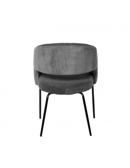 Silla con brazos ELEONOR, tejido gris oscuro y metal negro.