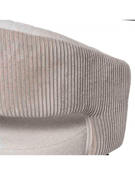 Silla con brazos ELEONOR, tejido beige y metal negro.