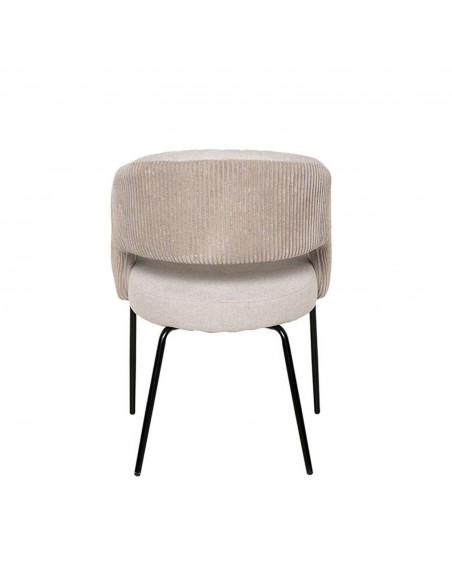 Cadeira com braços ELEONOR, tecido bege e metal preto.