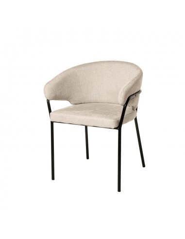 Silla con brazos BETINA, beige y patas metálicas.