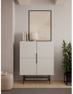 Aparador alto MINIMALISTA ELDIA 4 puertas, 100 X 128, crema 2