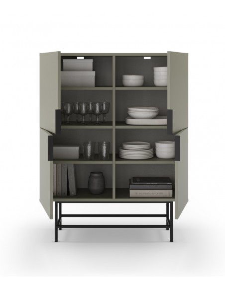 Aparador alto MINIMALISTA 100 X 128 ELDIA 4 puertas, VERDE