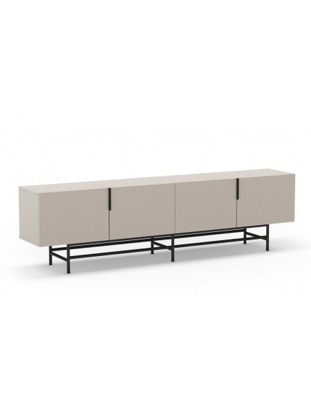 Mueble de TV minimalista 200 x 55 ELDIA 4 puertas, color crema