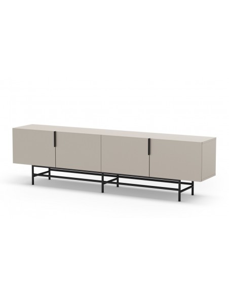 Mueble de TV minimalista 200 x 55 ELDIA 4 puertas, color crema