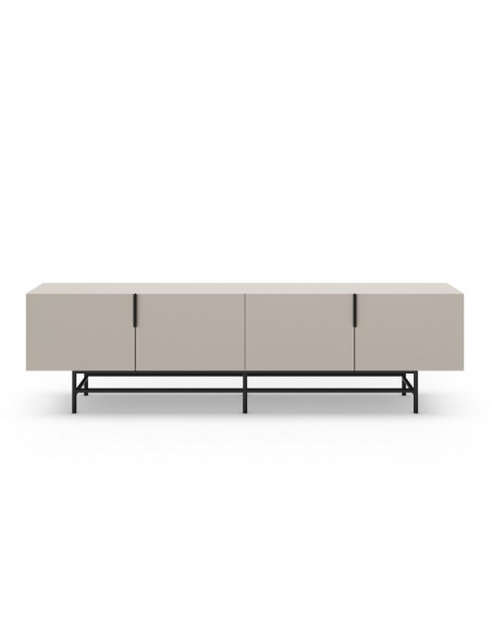 Mueble de TV minimalista 200 x 55 ELDIA 4 puertas, color crema