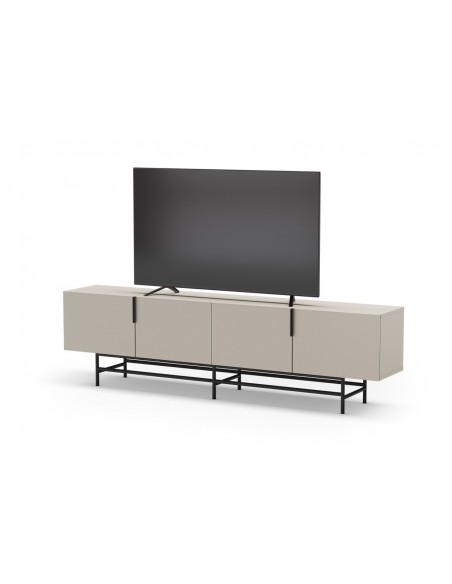 Mueble de TV minimalista 200 x 55 ELDIA 4 puertas, color crema