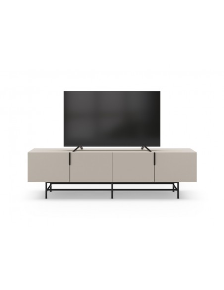 Mueble de TV minimalista 200 x 55 ELDIA 4 puertas, color crema
