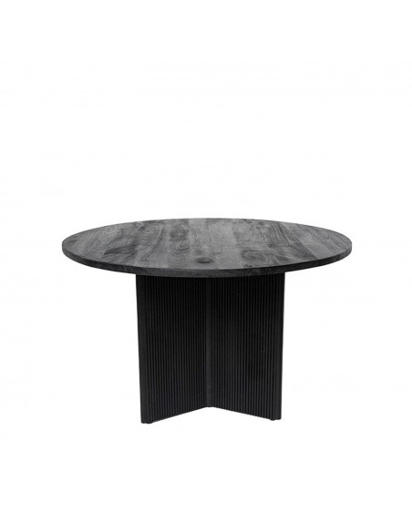 Mesa redonda artesanal FARIS 120, madeira maciça de mangueira preta
