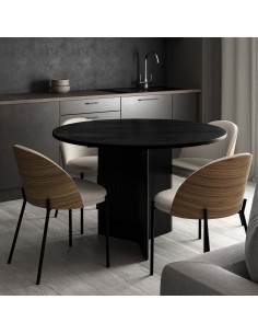 Mesa redonda artesanal FARIS 120, madera maciza de mango... 2