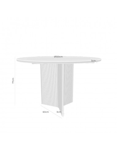 Mesa redonda artesanal FARIS 120, madera maciza...