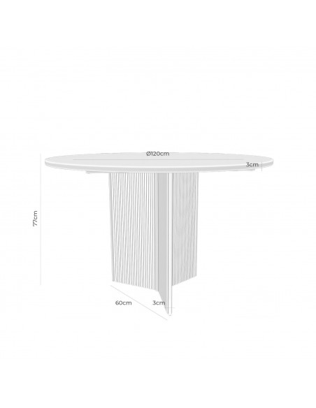 Mesa redonda artesanal FARIS 120, madeira maciça de mangueira preta