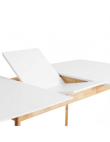 MESA EXTENSIBLE NÓRDICA kENMA 120(150)x80,color blanco/roble.