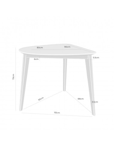Mesa de cocina angular MORGAN 90 x 80 cm....