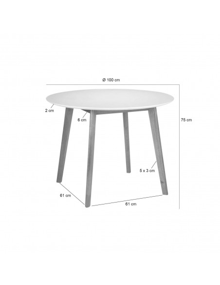 MESA REDONDA NORDICA MONNA 100, color roble/blanco.