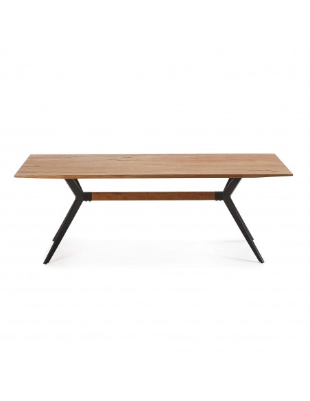 Mesa retangular Amethyst 160x90 cm madeira envelhecido pernas de aço .