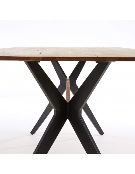 Mesa retangular Amethyst 160x90 cm madeira envelhecido pernas de aço .